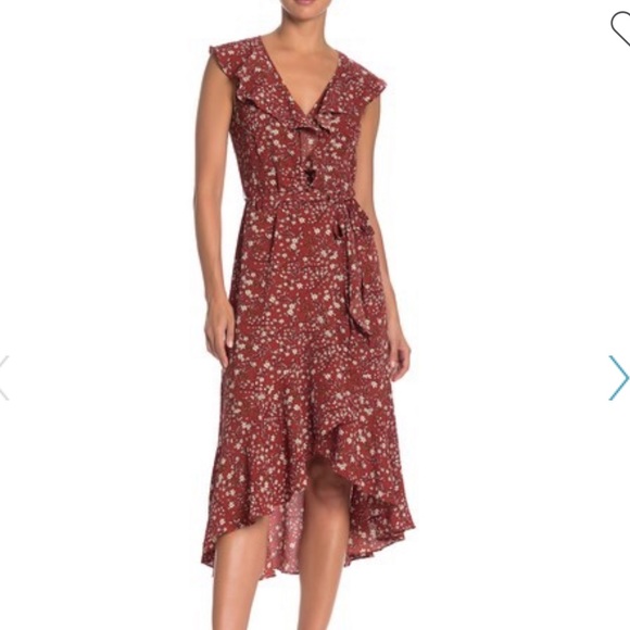 NWOT Max Studio Floral Ruffle Wrap Dress Small S - Picture 5 of 8